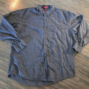 IZOD Men's Charcoal Gray & Black Pin Stripe Cotton/Linen Shirt SIZE XXL